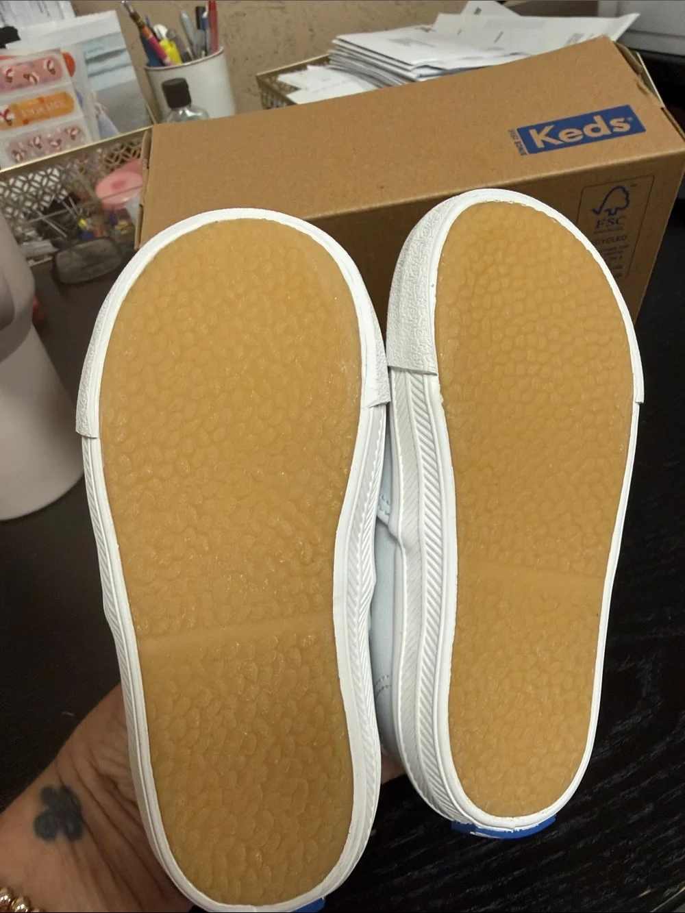 Keds Toddler Kids White Leather Daphne Sneakers - Wide Width Size 6.5W